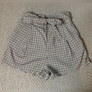 H&M Black and White Checkered Women Shorts